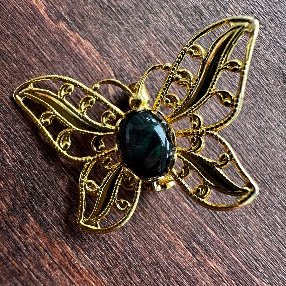Opal Gold Butterfly Brooch